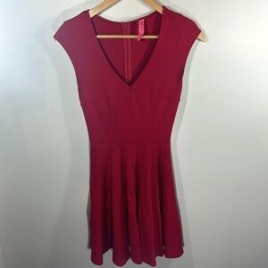 Eight Sixty Red Cap Sleeve Short Dress V-Neck XS Cocktail Flare